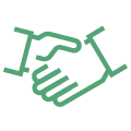 Shaking hands green icon