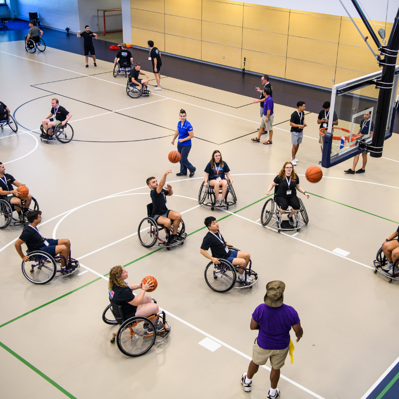 LDP members playing wheelchair basketball.