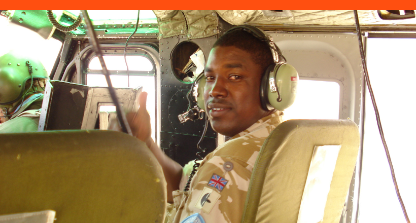 Hanns, a current electronic test technician at BAE Systems, giving a thumbs up to the camera during his days in the the British Army. 