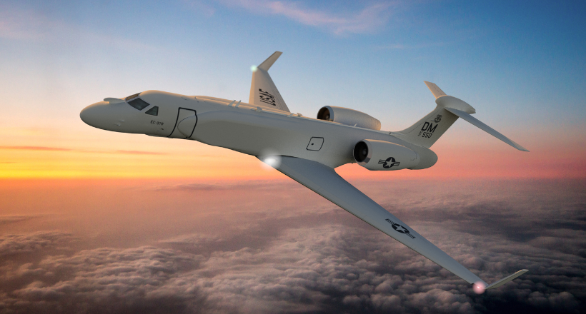 A plane flying over the clouds.
