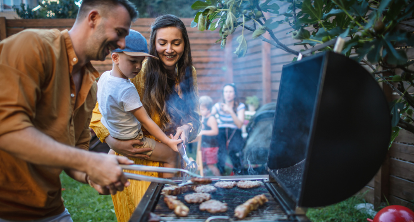 A family backyard barbeque. 