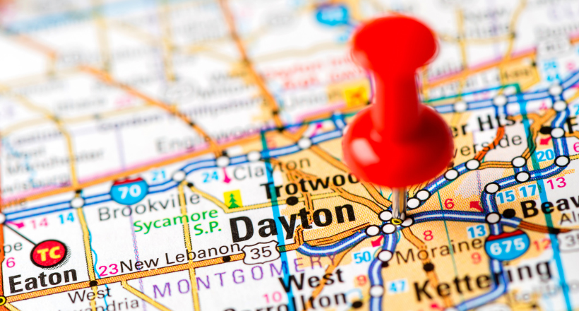 Dayton, Ohio on a map.