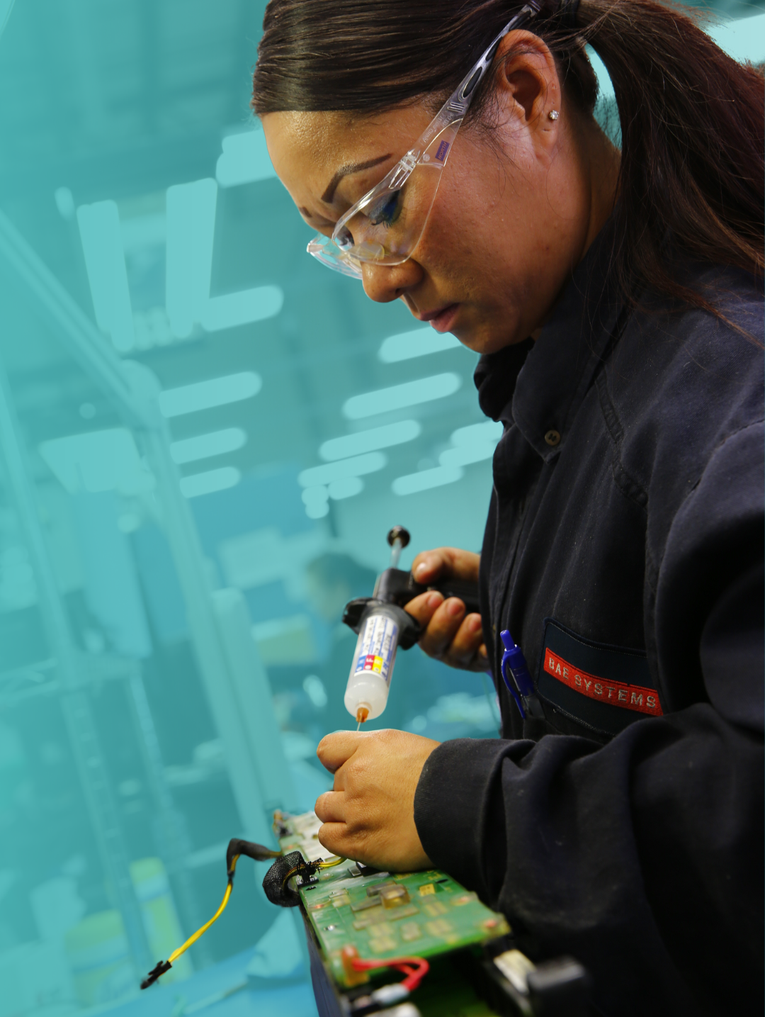 A technician working in the manufacturing facility in Endicott.