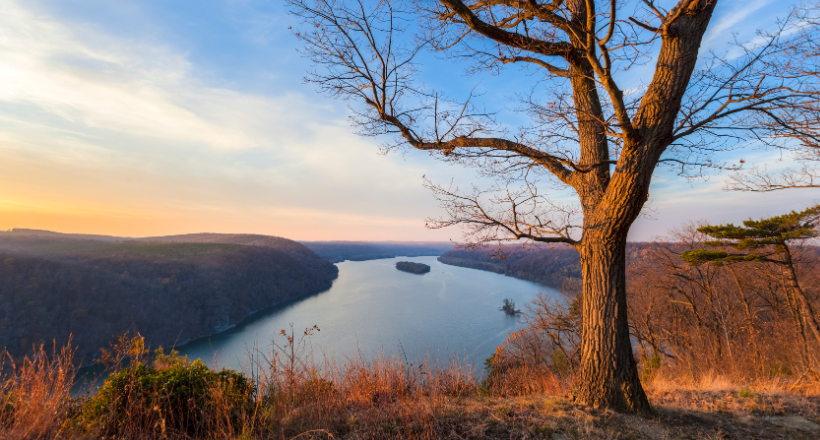 An aerial view of the Susquehanna river.