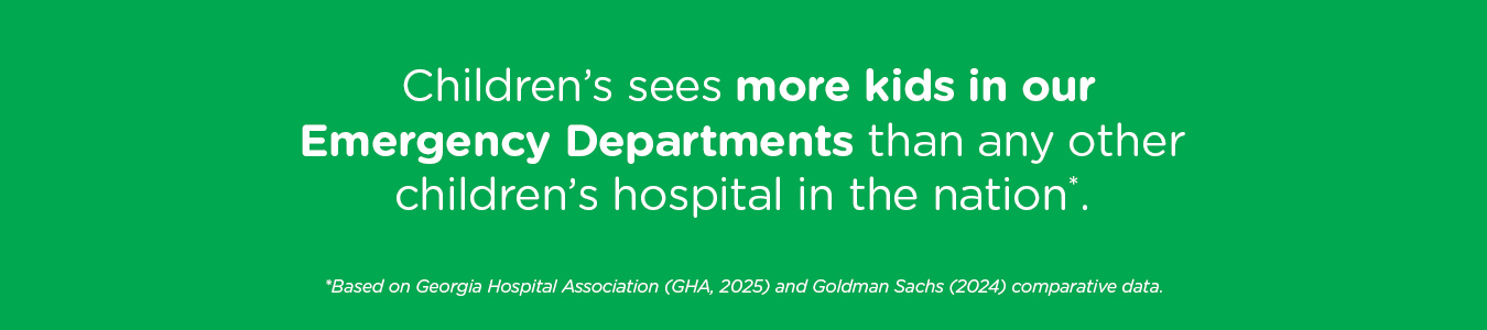 Children’s sees more kids in our Emergency Departments than any other children’s hospital in the nation. 