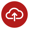 upload icon in red circle