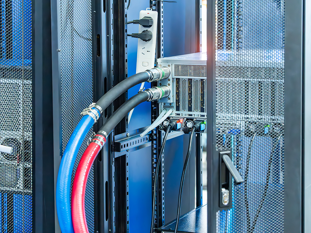 Data center server with network cables