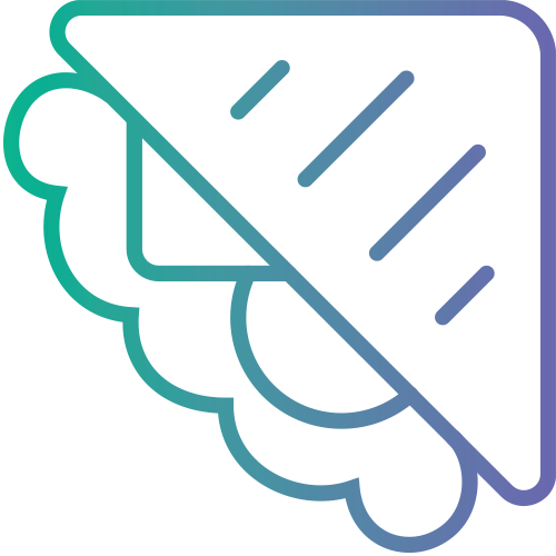 A simple, stylized line drawing of a taco with fillings visible, using a gradient of blue, green, and purple. The taco shell has three diagonal lines, and the fillings appear as rounded shapes.