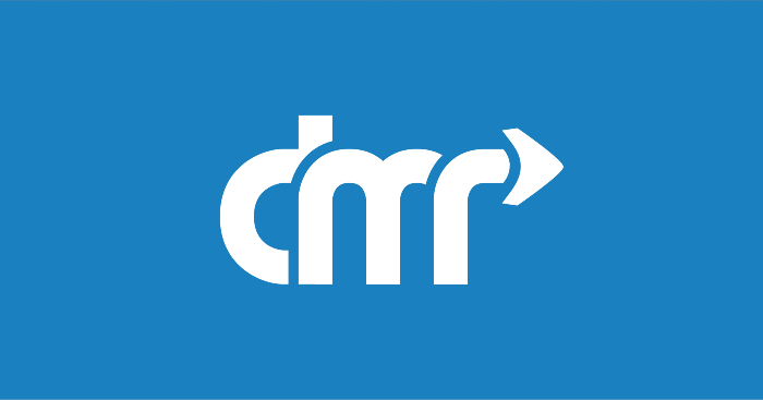 DMR Technologies logo with stylized lowercase lettering and right-facing arrow