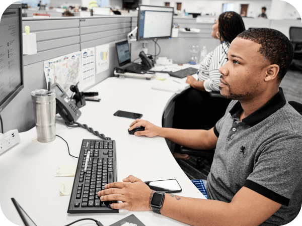 Lowe’s Contact Center associate working at his desk