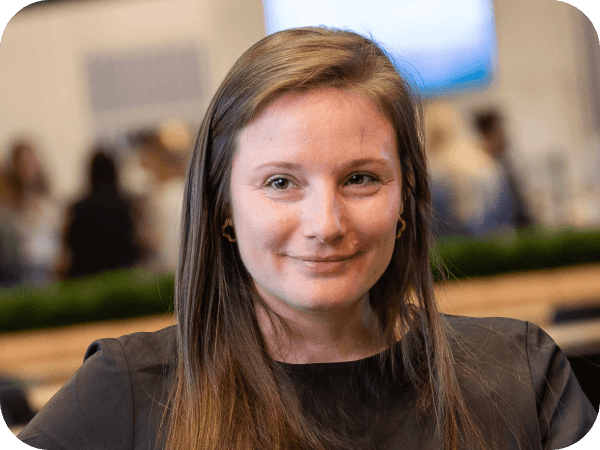 Corporate Lowe's associate having a meeting in the cafeteria