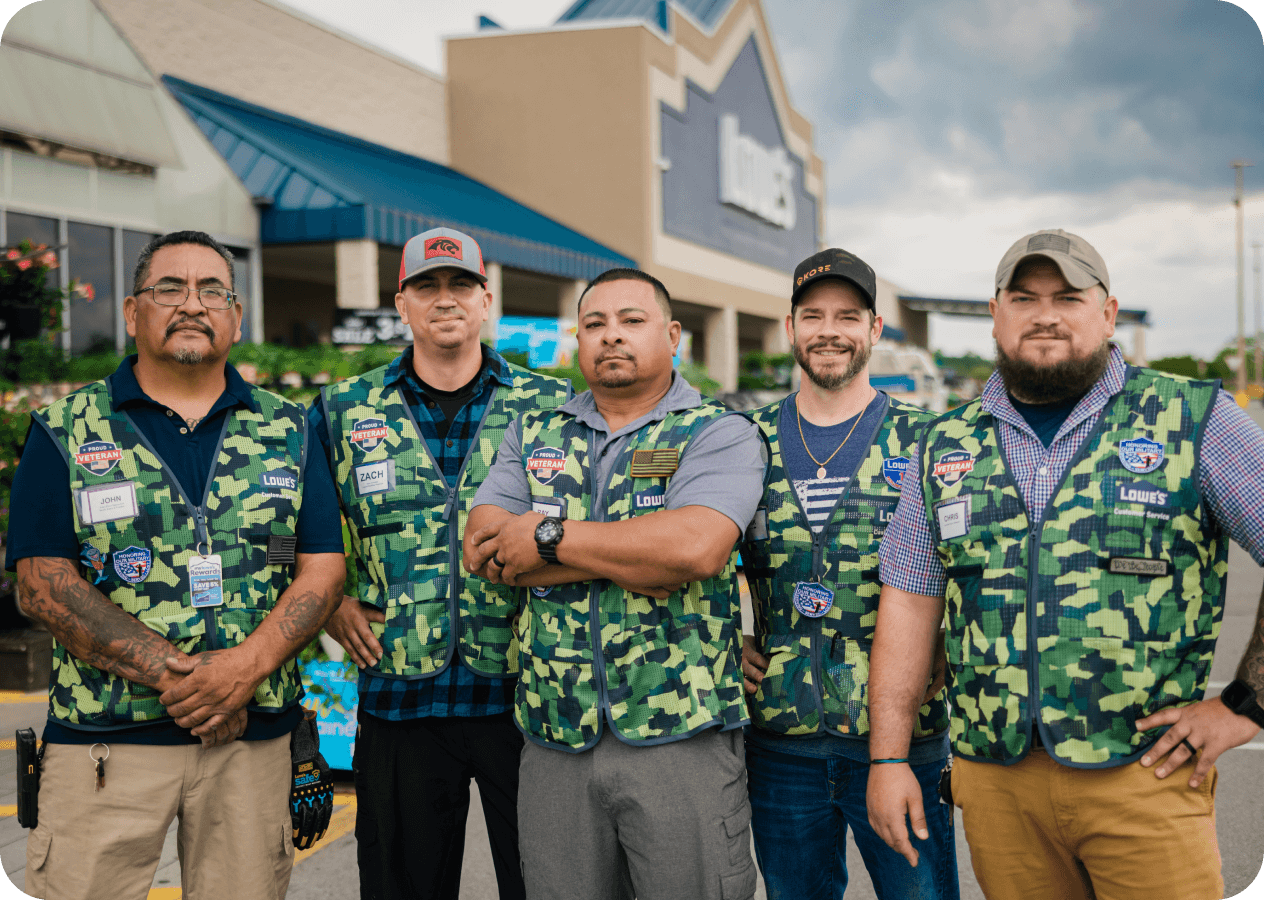 Lowe's associates wearing their military vests