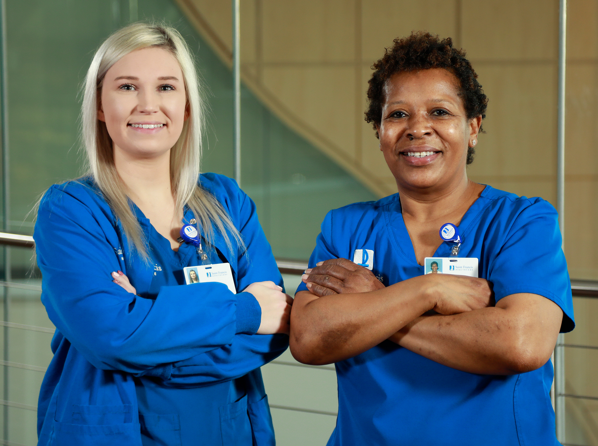 Saint Francis nurses standing with arms crossed