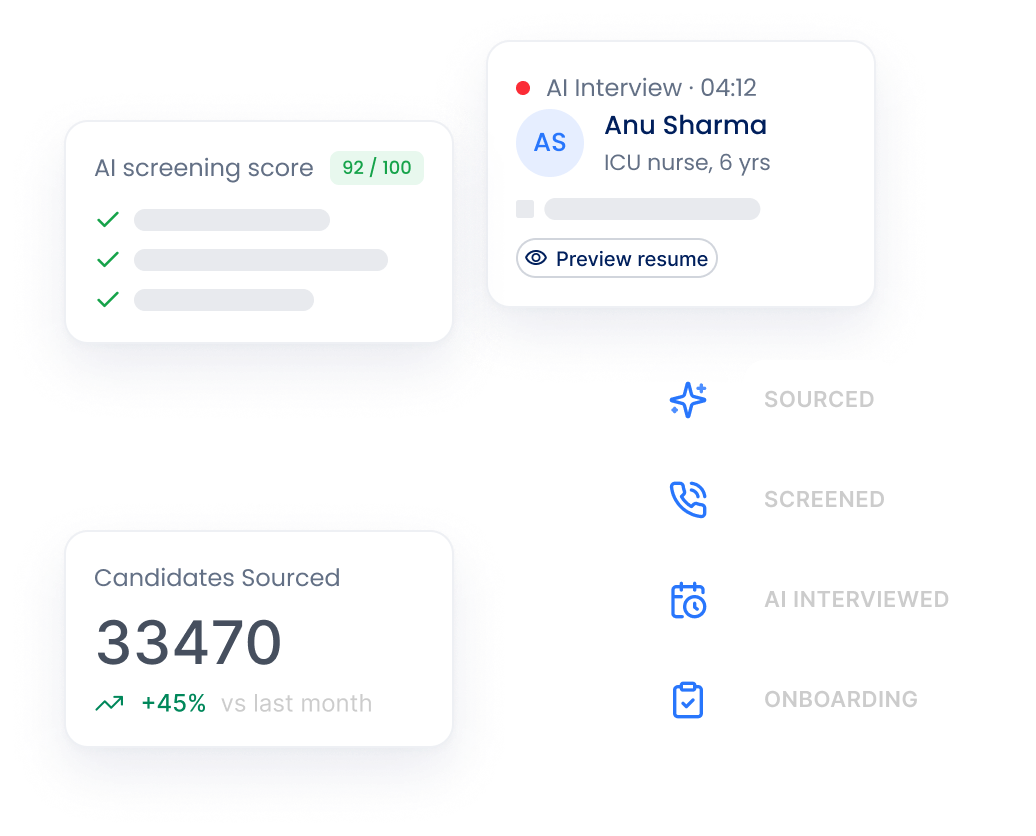 AI-powered healthcare hiring illustration