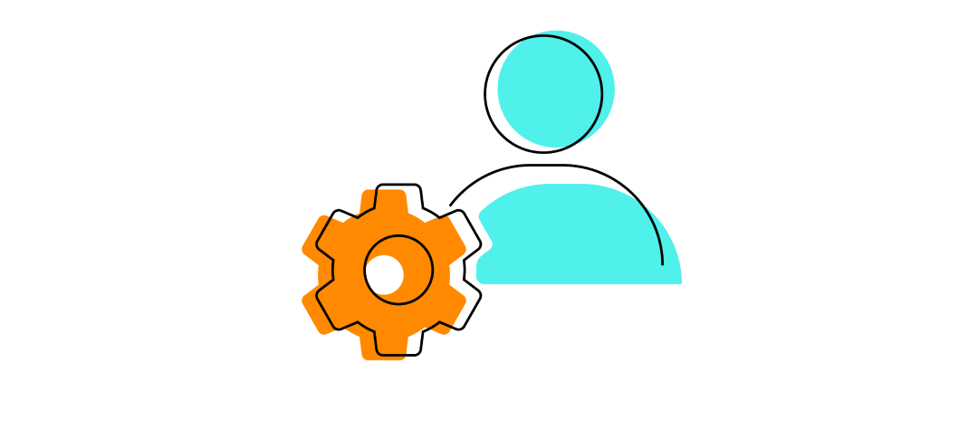Person with gear icon
